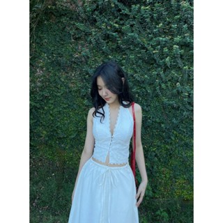 Áo Crop Cổ Yếm Phối Ren Sẵn Mút [Một Mẩu's House]