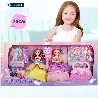Đồ chơi búp bê thời trang 2 công chúa, nhiều váy và phụ kiện BBT Global 999-D38