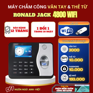 Máy chấm công Vân Tay Mini Ronald Jack 4800 WIFI Thiết kế nhỏ gọn, kết nối Wifi, tốc độ chấm công nhanh