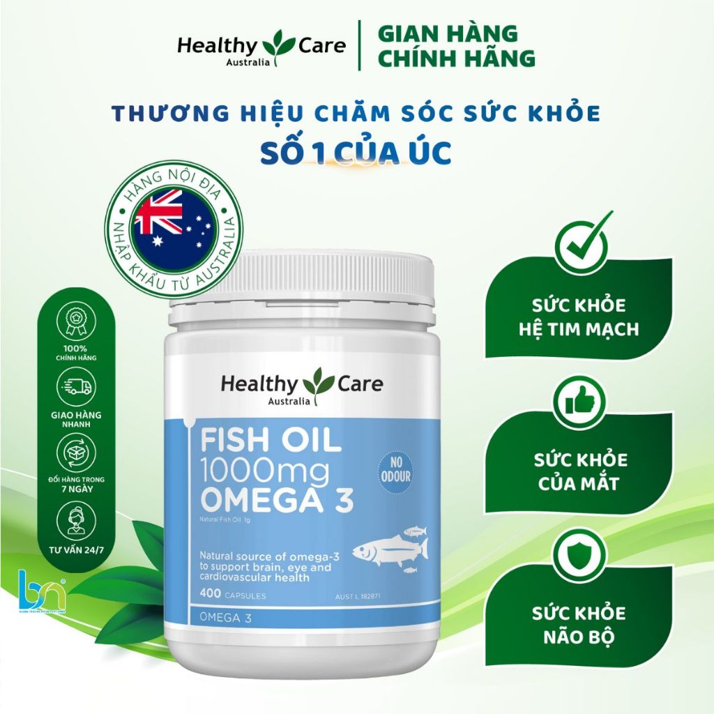 Viên uống dầu cá Omega 3 Healthy Care Fish Oil Hộp 400 viên