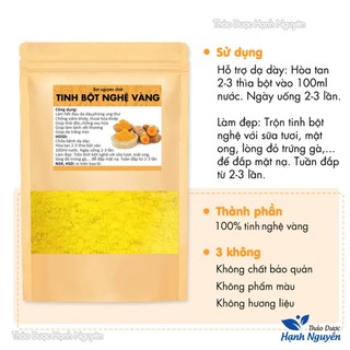 Tinh bột nghệ vàng 100g, nguyên chất, thơm, mịn, bột pha uống, tốt cho tiêu hóa, đắp mặt nạ dưỡng da