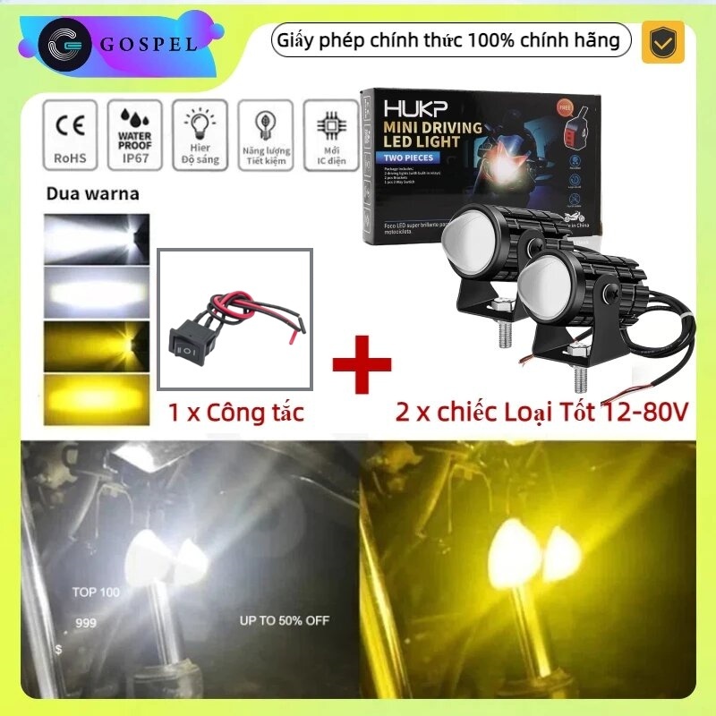 Đèn Trợ Sáng xe máy xe điện đèn bi cầu mini bi Cầu đèn pha bi cầu xe máy 2 Màu vàng Pha trắng