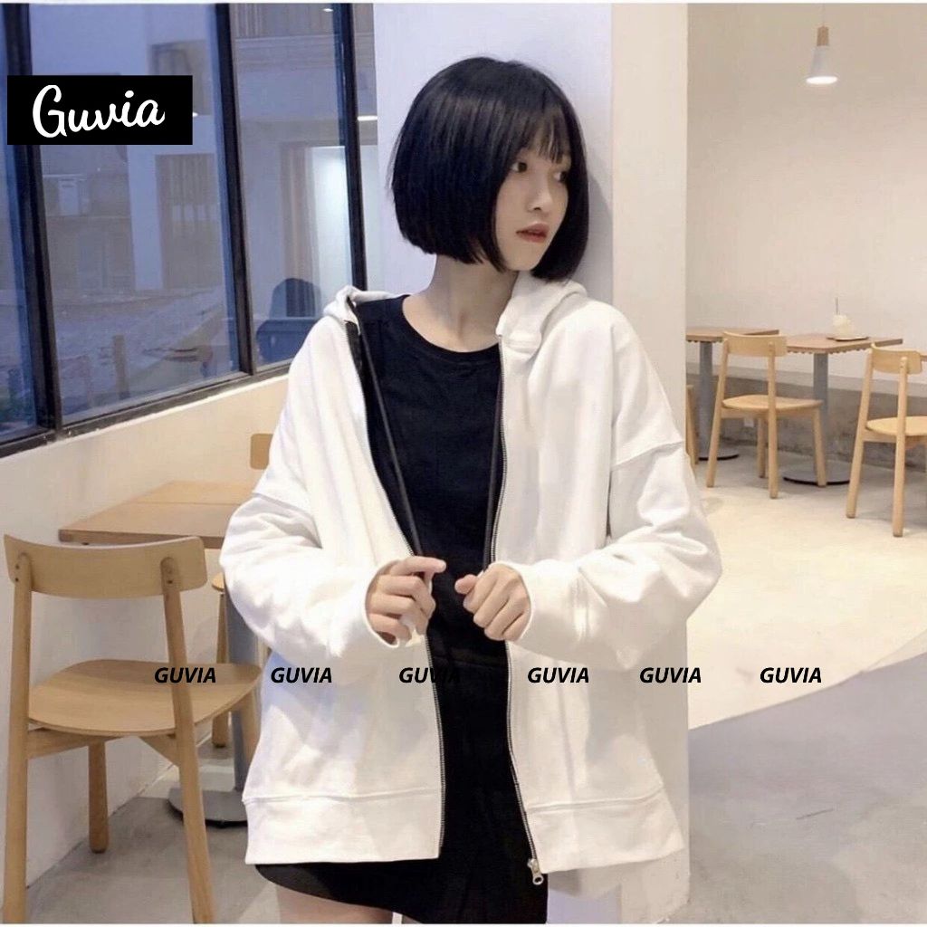 Áo khoác nỉ Trơn PE Dây Kéo hoodie form rộng Ulzzang Unisex áo nỉ nam nữ AN GUVIA AKN35