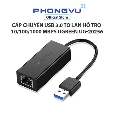 Cáp chuyển USB 3.0 to Lan hỗ trợ 10/100/1000 Mbps chính hãng Ugreen UG-20256 - Bảo hành 18 tháng