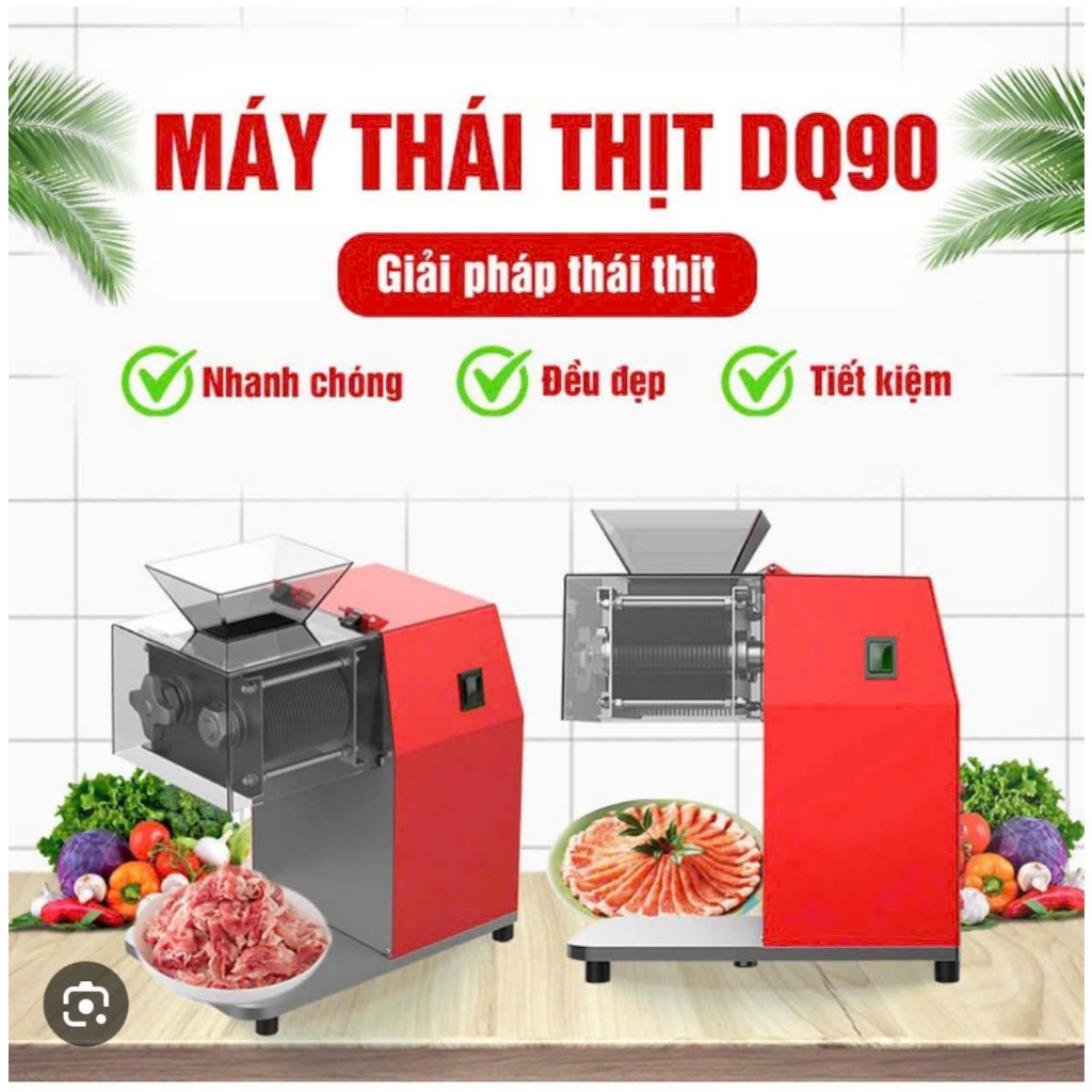 Máy Thái Thịt DQ 90, Máy Cắt Thịt Tươi Nhúng Lẩu, Cắt Thịt Bò Tươi Sống 2.-2.5-3-3.5-5-7mm