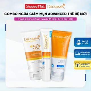  Bộ 3 món Decumar THC giảm mụn sáng da  Sữa rửa mặt + Gel mụn + Kem chống nắng  