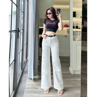  HQJeans® Quần Jeans Nữ ống suông đứng 1 cúc cạp cao dáng dài jeans mềm mịn co giãn chất lượng VNXK  HQJEANS 