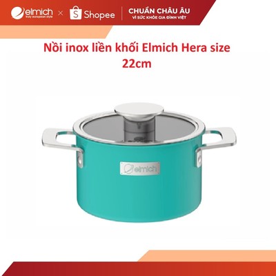 [LIFEMCMBP4 -12% đơn 250K] Nồi inox liền khối Elmich Hera size 22cm( Màu : Xanh/ Tím/ Vàng )
