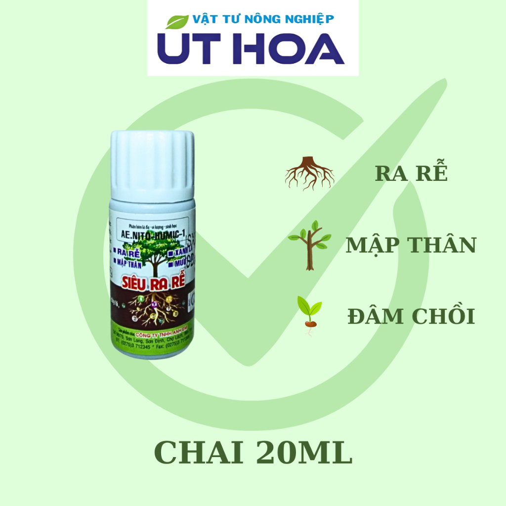 Phân Bón SIÊU RA RỄ UH Acid Humic Hữu Cơ - Rễ trắng bầu, cây mập khoẻ, lá xanh dày