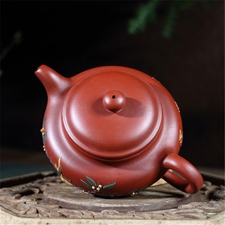 Ấm Tử Sa Nghi Hưng Biển Phúc Chim Cây 230 ml (Phỏng Cổ, Đại Hồng Bào)