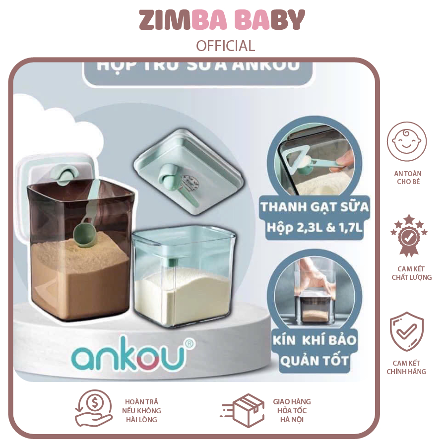 Hộp Đựng Sữa Bột Chống Ẩm Ankou Và Bar rot Hộp Trữ Sữa Cho Bé Chính Hãng Zimbababy