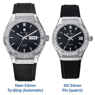 Đồng hồ Đôi nam nữ dây cao su Olym Pianus OP990-45ADGS/DLS-GL Đen