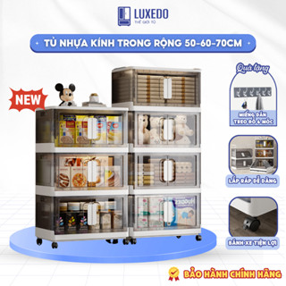 Tủ Nhựa Trong Suốt, Tủ Nhựa Đa Năng Gấp Gọn Tiện Lợi Có Bánh Xe Xoay 360, Cánh Cửa Hút Nam Châm HC06