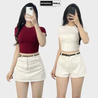 Áo Thun Cotton Nữ Dáng Croptop Cộc Tay Ôm Body Trơn Bigsize, Áo Thun Cotton Croptop Misoul Mall 390