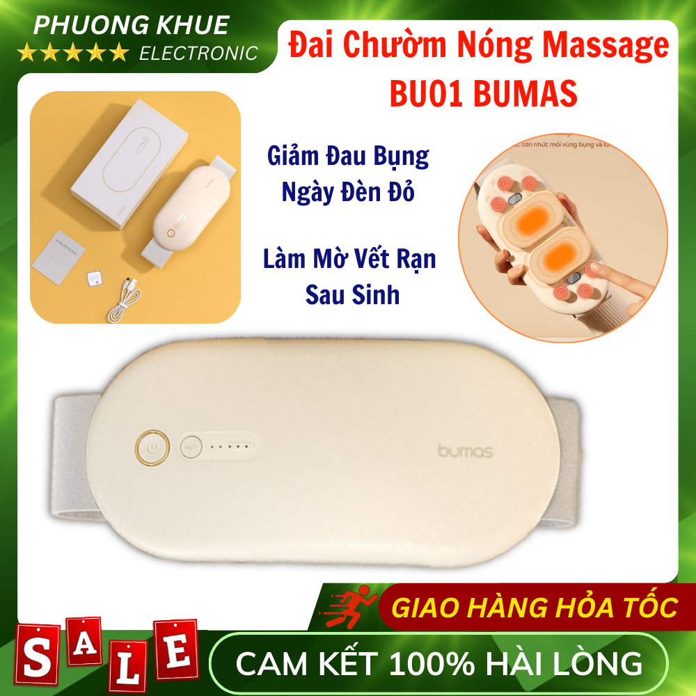 Đai Chườm Nóng, Máy Massage Giảm Đau Bụng Kinh BUMAS BU01 - Hỗ Trợ Chống Lão Hoá Da Sau Sinh - Quà T