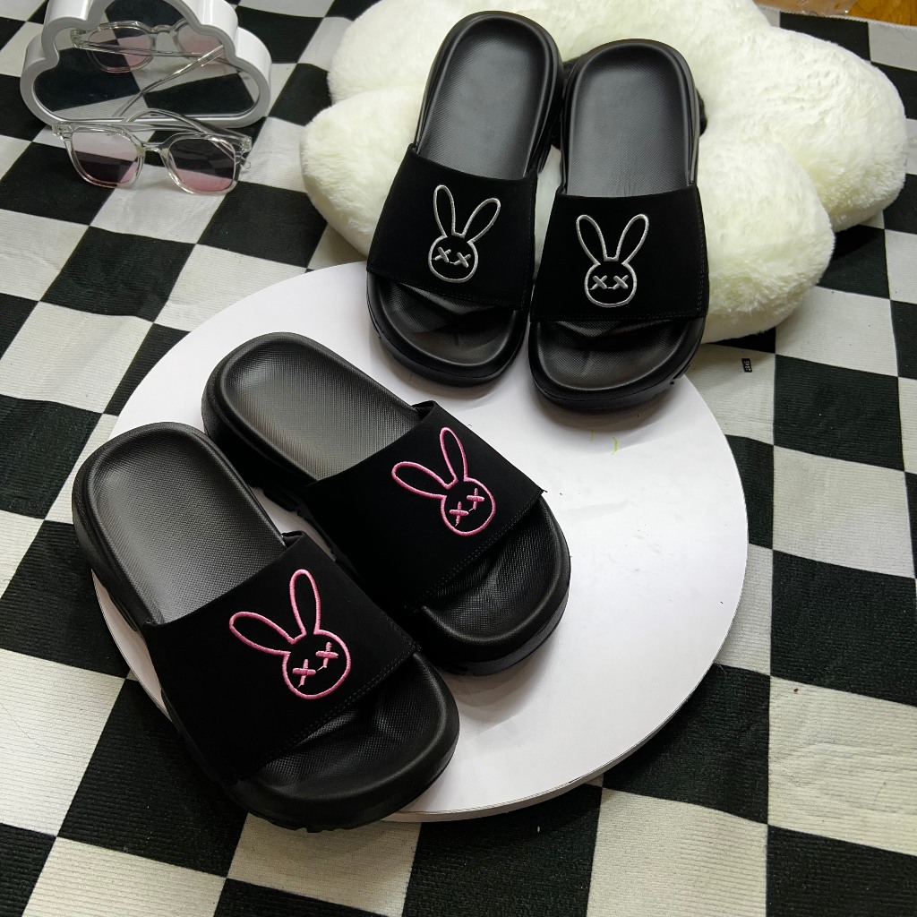 Dép THỎ THÊU Rabbit quai ngang Họa tiết dễ thương đế cao êm chân RABYTY STORE