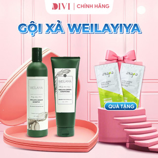 Cặp dầu gội đầu và dầu xả tóc thảo dược Weilaiya gừng trắng giúp ngăn rụng và kích thích mọc tóc - Mỹ phẩm Divi 