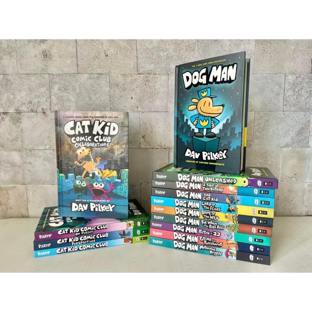 Truyện tiếng anh - Dog Man 17 books nhập màu bìa cứng Tặng file audio