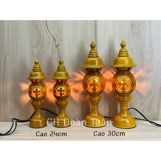đèn thờ gỗ thánh giá kèm bóng (giá bán /1 cái)-Đèn gỗ công giáo