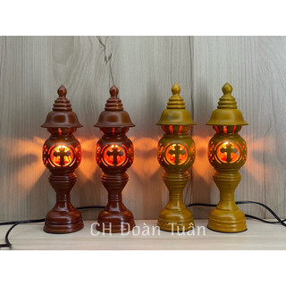 đèn thờ gỗ thánh giá kèm bóng (giá bán /1 cái)-Đèn gỗ công giáo