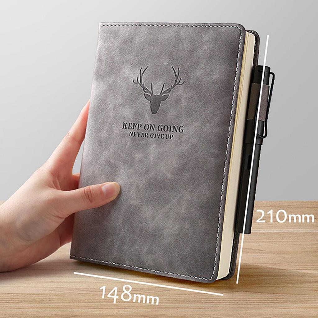 Sổ Tay Ghi Chép Bìa Da PU A5 360 Trang mẫu hươu giấy đẹp nhiều màu