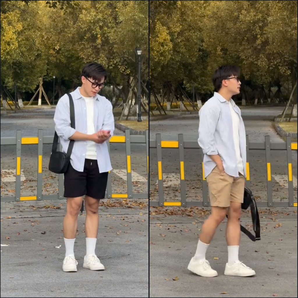 (Combo 2 Quần Short) Kaki Dù PN Store1993 dáng Trên Gối Bản Nâng Cấp đường May Menswear Nam Kem Nhung QS03 | BigBuy360 - bigbuy360.vn