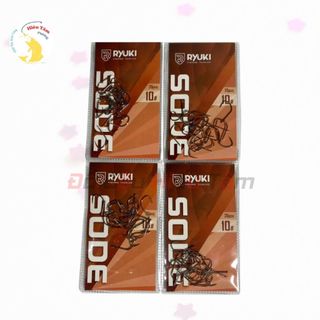 Lưỡi Câu Cá Ryuki Sode Không Ngạnh Thép Trắng Thân Dài Dáng Vuông Nhẹ Cứng ( vỉ 20c)
