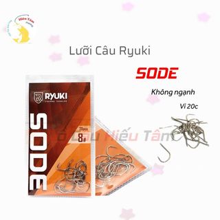 Lưỡi Câu Cá Ryuki Sode Không Ngạnh Thép Trắng Thân Dài Dáng Vuông Nhẹ Cứng ( vỉ 20c)