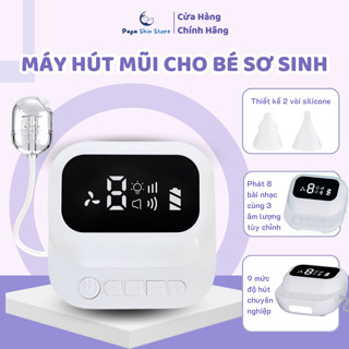 Máy Hút Mũi Papashin Cao Cấp Với 9 Cấp Độ Cho Bé Sơ Sinh, Máy Hút Mũi Điện Tử Kèm Đầu Hút Mềm An Toàn Cho Bé
