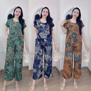 (Lanh Dài) Bộ Lanh Trung Niên cho Bà, cho mẹ , tay cộc quần dài mặc ở nhà, đi chơi - TB001