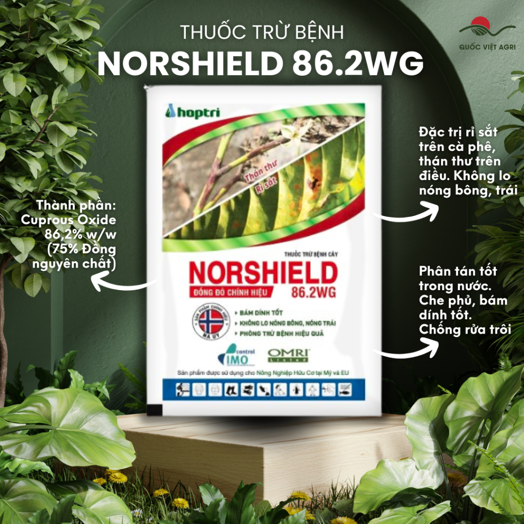 NORSHIELD 86.2WG Hợp Trí (gói 250g) - Cuprous Oxide 86,2%w/w Thuốc trừ bệnh gốc đồng đỏ Trị Sương ma