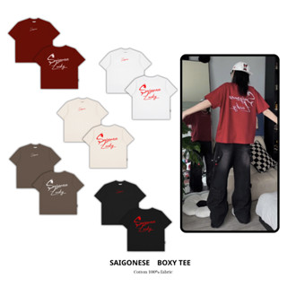 Áo Thun Boxy SAIGONESE Cổ Tròn Hình Thêu 3D Snake Lucky Unisex Form Rộng Nam Nữ 4 Màu