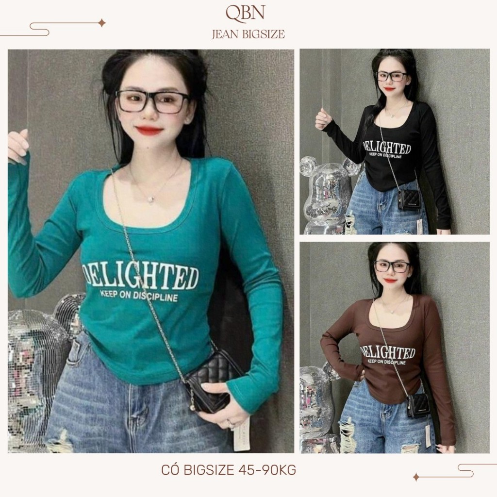 Áo Tay Dài Nữ Thun Tăm In Chữ Nhún Eo Kiểu Dáng Áo Thun Nữ Dài Tay Ôm Đẹp Dễ Thương Bigsize 45-85kg 