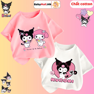 Áo phông cộc tay hình Kuromi cho bé gái BABYMALL áo thun cho bé chất cotton mềm co dãn thoáng mát