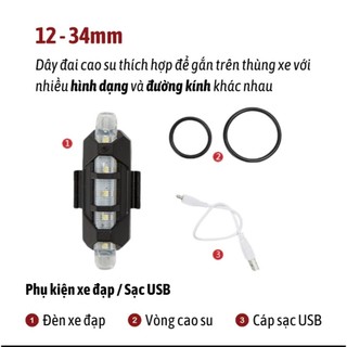 Đèn Hậu Led Cho Xe Đạp Cổng Sạc USB