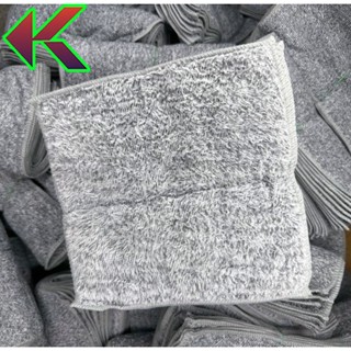 Set Khăn Lau Tay, Lau Bếp đa năng - 2 mặt 2 chất liệu - màu ghi sạch sẽ - size 20x20cm