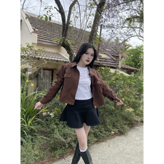 Áo khoác jean kaki nữ dáng vừa form rộng, áo khoác nữ basic hàn quốc | ASTER TOP | SECODEE