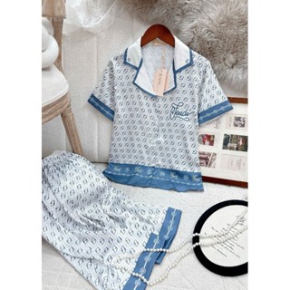 Bộ mặc nhà lụa Sam luxury, pijama lụa tay ngắn quần lửng
