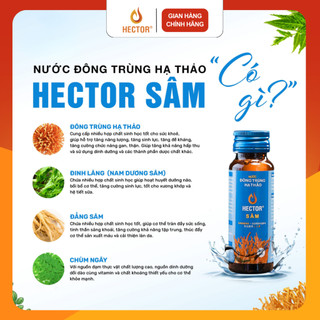 Hộp 10 chai nước Đông trùng hạ thảo Hector Sâm, tăng cường sức khỏe, giải rượu