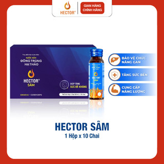 Hộp 10 chai nước Đông trùng hạ thảo Hector Sâm, tăng cường sức khỏe, giải rượu