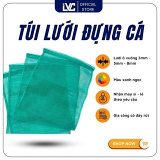 Túi Lưới Đựng Tôm Cá Rắn Lươn Thủy Hải Sản Lê Hà Vina, Túi Lưới Ô Vuông Nhiều Size Có Dây Rút