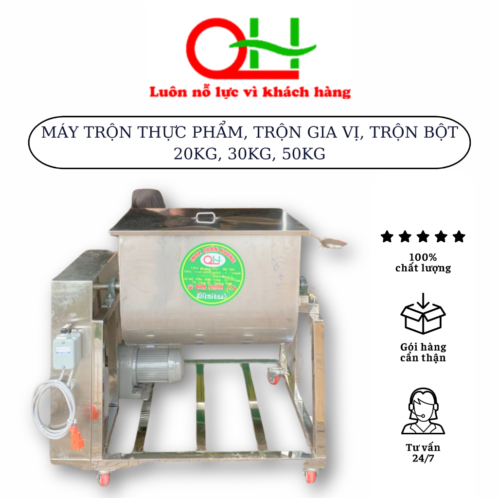 Máy trộn thực phẩm, máy trộn bột, máy trộn gia vị năng suất 20kg, 30kg, 50kg/mẻ bảo hành tận nơi