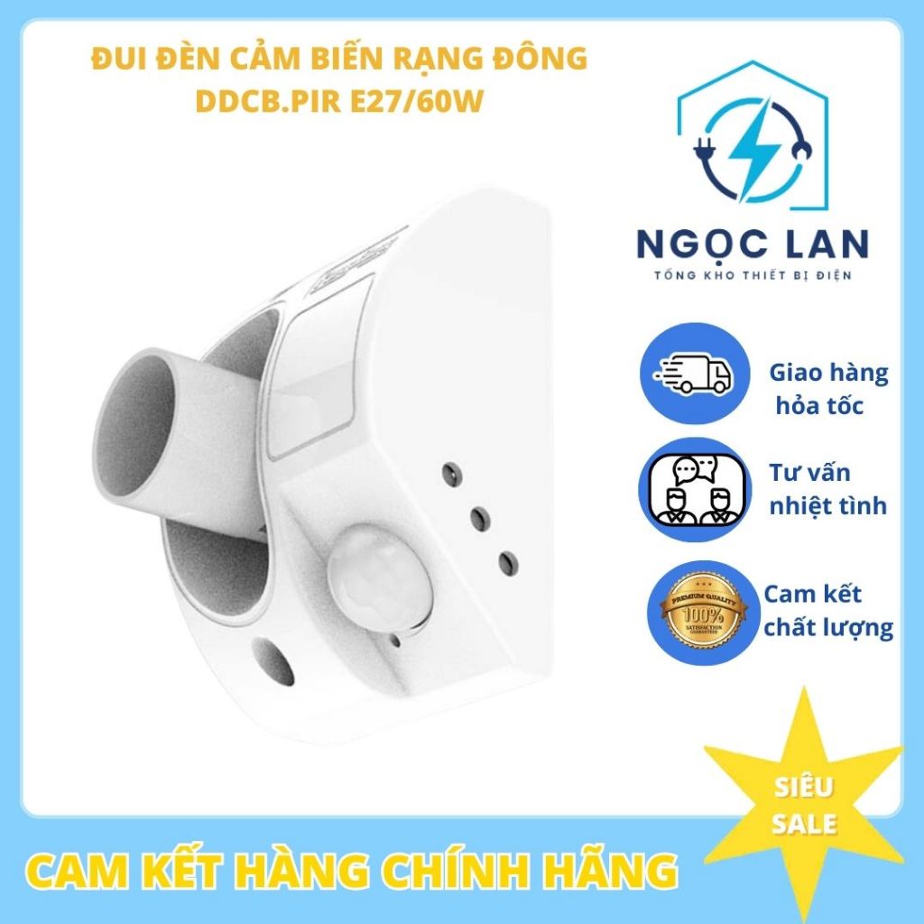 Đui đèn cảm biến Rạng Đông ĐCB01.PIR E27/300W - HÀNG CHÍNH HÃNG - BẢO HÀNH 24 THÁNG