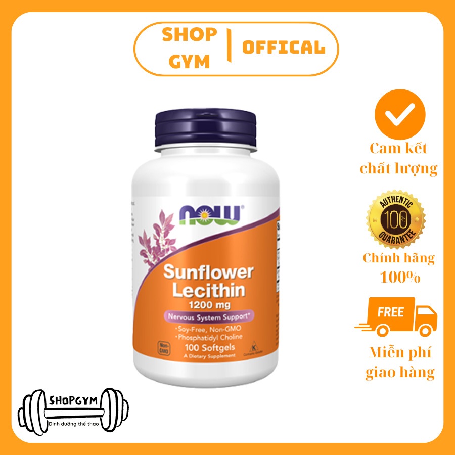 Viên uống Now Sunflower Lecithin 1200mg - Chống tắc tia sữa, cân bằng nội tiết tố