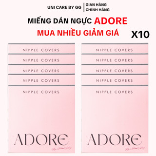 Miếng dán ngực silicone ADORE SET 10 CẶP tái sử dụng nhiều lần, có lỗ thoáng khí, chống nước siêu mỏng tàng hình màu da