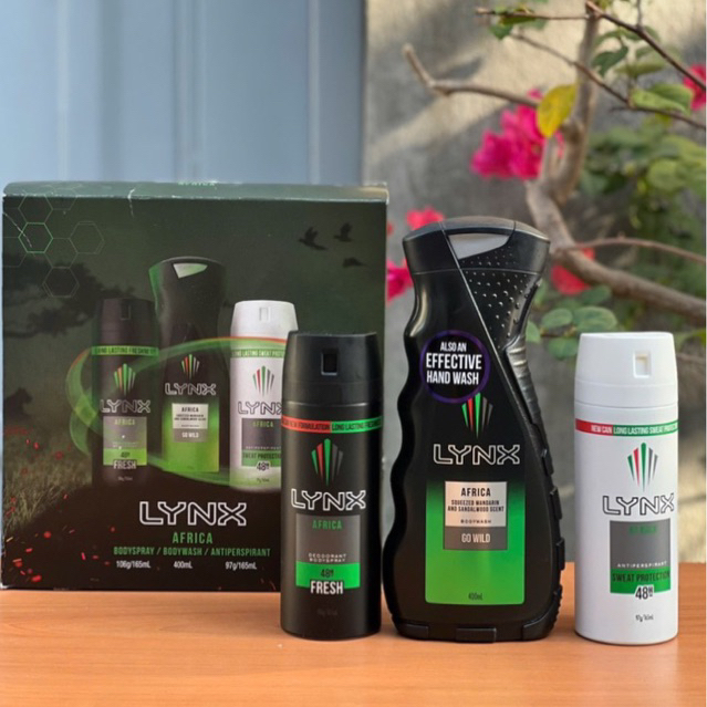 Set quà tặng LYNX Africa gồm sữa tắm LYNX Africa và xịt khử mùi LYNX
