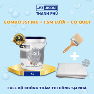 Combo Sơn chống thấm Jison JS-1 (1kg) + 1,5m2 Lưới dán sàn + 1 Cọ quét đa năng