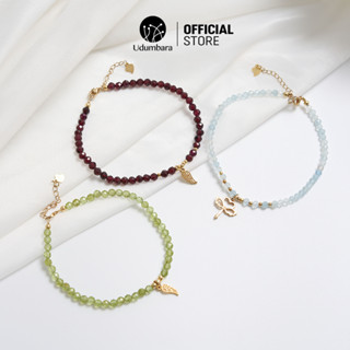 Vòng tay lắc tay chân nữ đá facet nhỏ 4mm may mắn, tình duyên phong thủy Udum, quà tặng ý nghĩa.