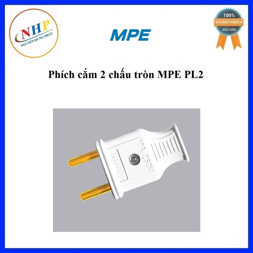 Phích cắm 2 chấu tròn MPE PL2(10 cái)