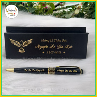 Bút ký - Bút kim loại xoay tổ ong khoen vàng - Khắc tên, nội dung theo yêu cầu. Quà tặng độc đáo